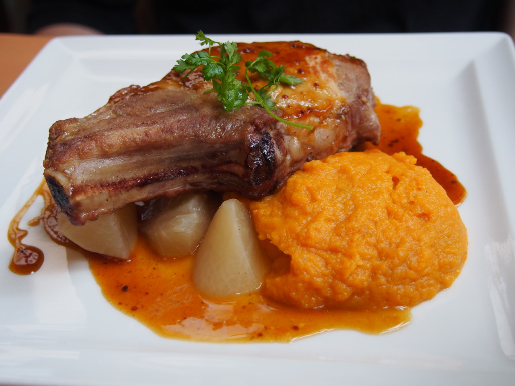 Pork with the worlds best vanilla pumpkin puree (at least, I thought so) at Canut et Les Gones