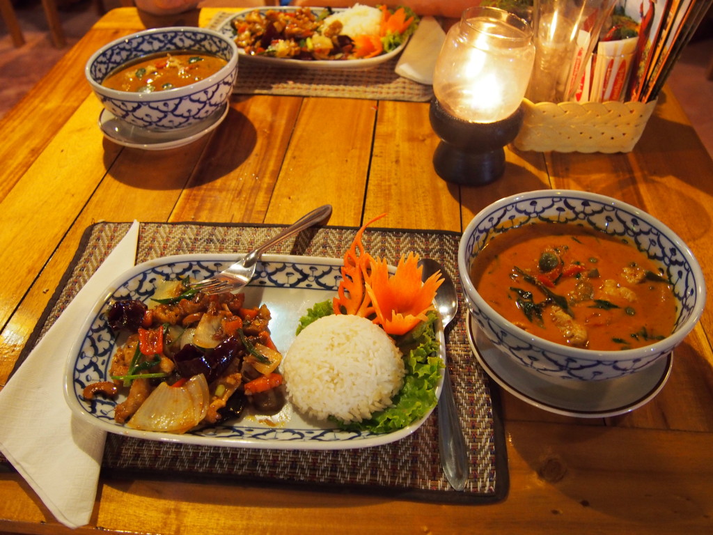 Thai red curry and cashew chicken