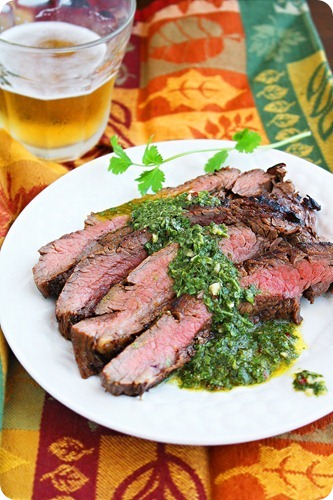 Grilled Marinated Flank Steak with Chimichurri Sauce[3]