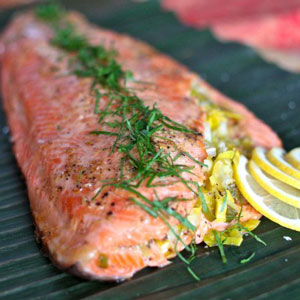 stuffed salmon with leeks