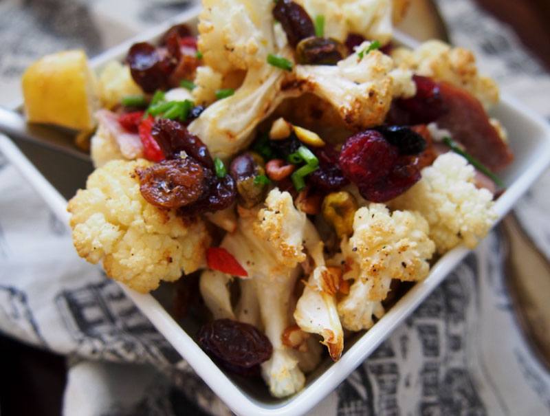 Cauliflower-with-bacon-and-nuts-and-fruit