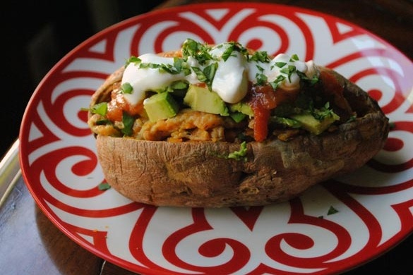 10-Minute Egg-Stuffed Sweet Potatoes With Avocado