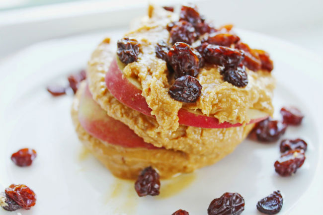 Apple Peanut Butter Raisin Stack