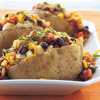 Black Bean and Corn Topped Potatoes