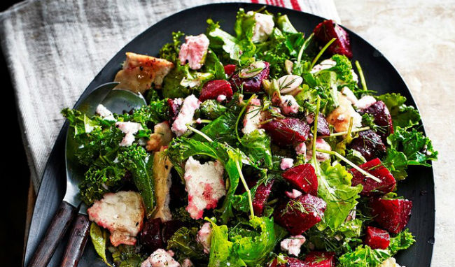 Feta, Baby Kale and Beet Fattoush