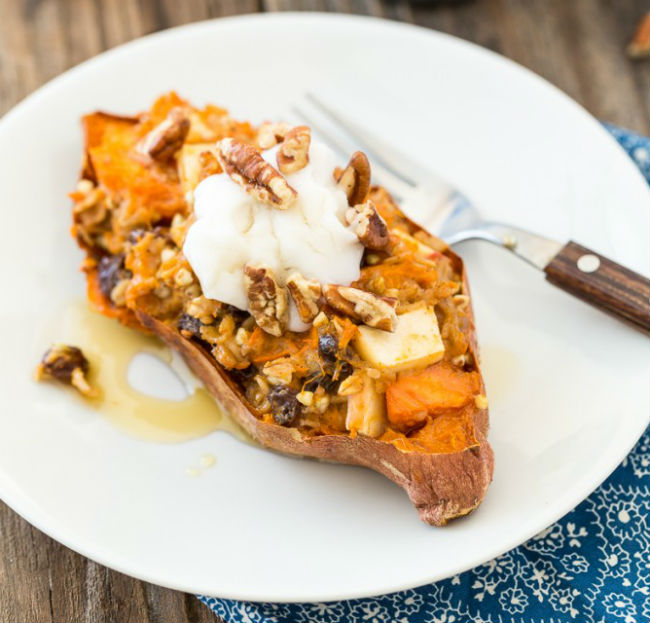 Twice-baked Oatmeal Stuffed Sweet Potatoes