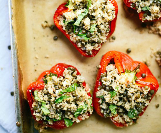 Lentil & Couscous Stuffed Peppers