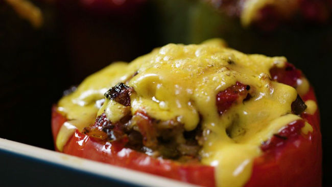 Stuffed Peppers with Ground Beef and Rice